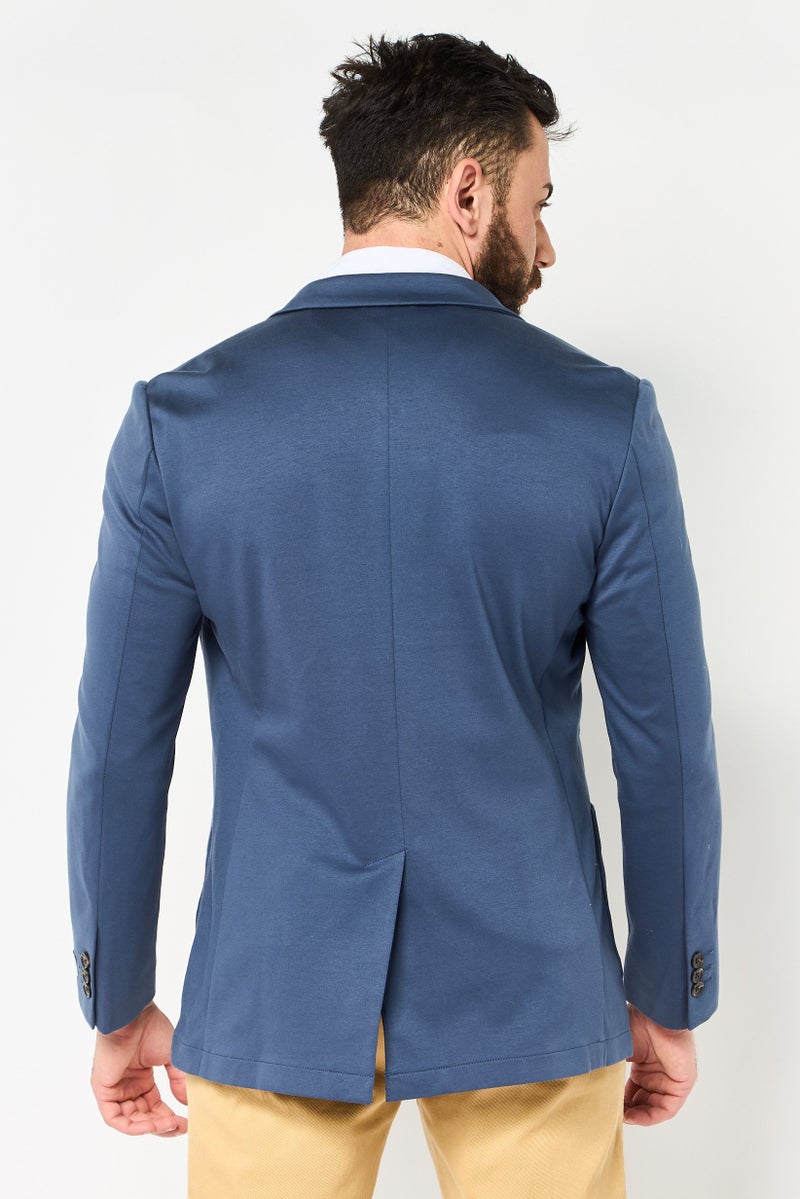 SELECTED Men Regular Fit Long Sleeve Solid Casual Blazer, Slate Blue - Image 4