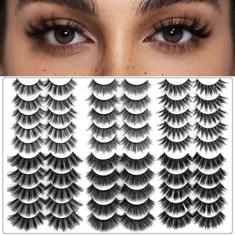 AROIC 30 Pairs False Eyelashes Kit - 3D 6D Volume Wispy Lashes with 6 Styles, Soft Lightweight Natural Look, Reusable Handmade Fluffy Lashes for Women Girls(Everyday/Cat Eye/Mink Effect/Party) - Image 1
