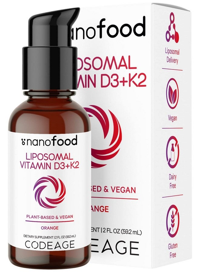 Codeage Liquid Vitamin D3 K2 Supplement Liposomal Vitamin D Cholecalciferol Menaquinone Mk7 Bone & Heart Support Vegan Nongmo No Sugar 2 Fl Oz - Image 1