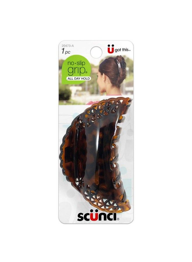 Scunci مشبك مخلب لاسي من Noslip Grip بني داكن/أسود كبير (قطعة واحدة) - Image 2