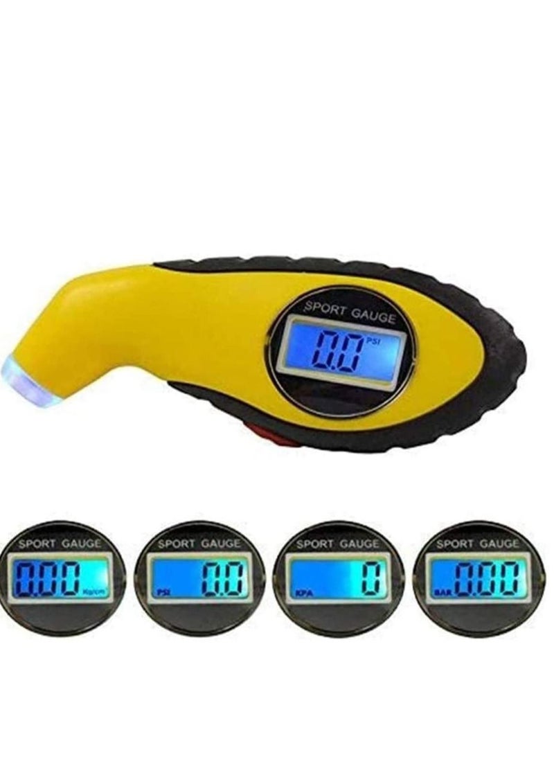 Y&D Tire Pressure Gauge, Digital Tester LCD Backlight Auto Car Motorcycle Gauge Air monitor Barometer Meter Yellow  - Image 4