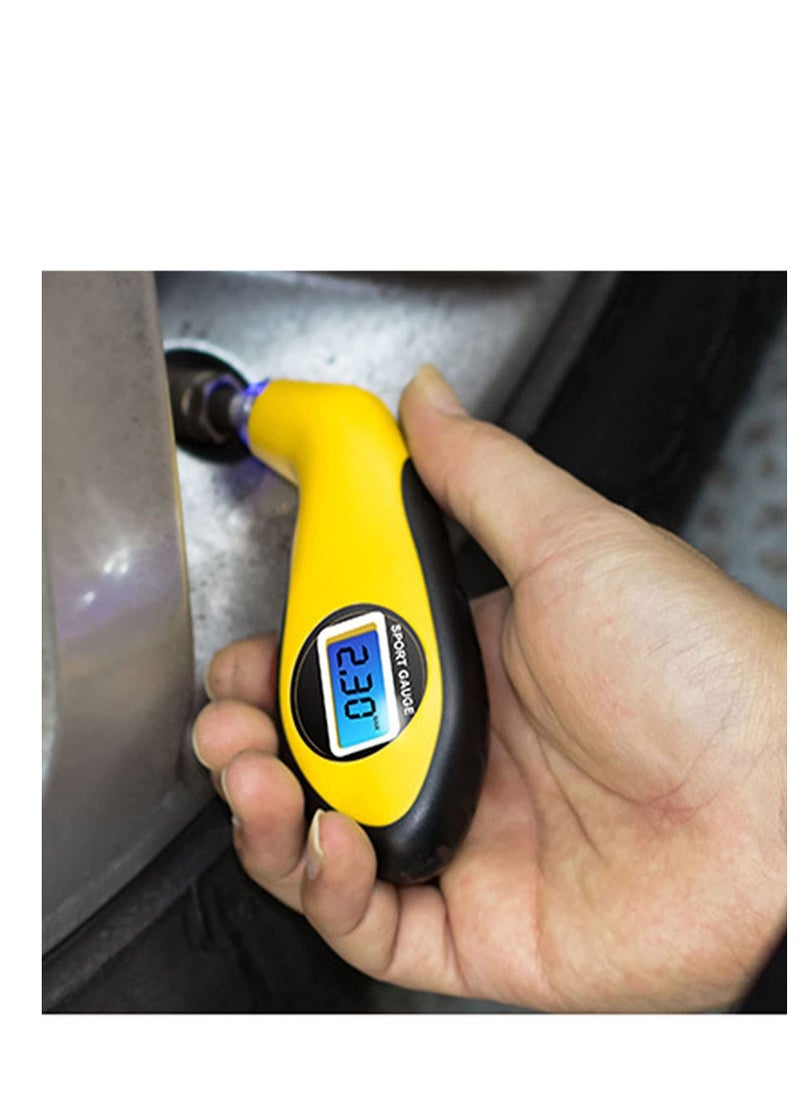 Y&D Tire Pressure Gauge, Digital Tester LCD Backlight Auto Car Motorcycle Gauge Air monitor Barometer Meter Yellow  - Image 5