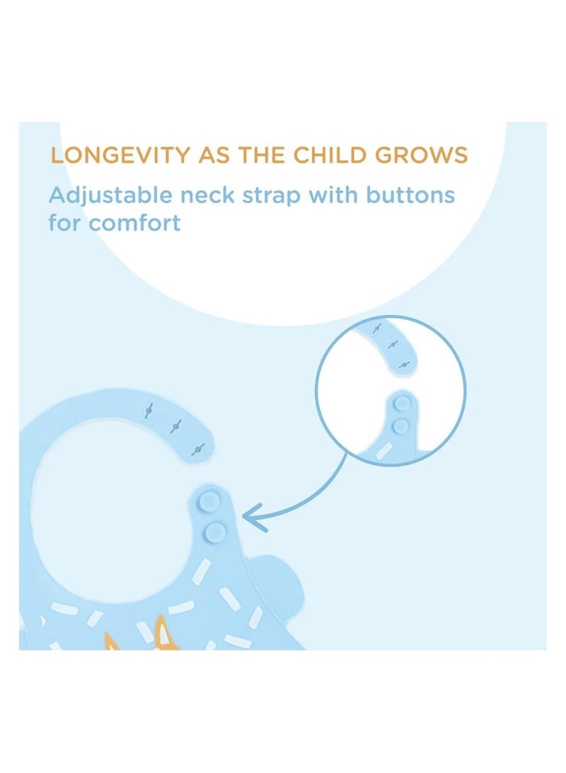 بولكاتوتس مريلة سيليكون مقاومة للماء من Polka Tots مع جيب وأزرار كبس قابلة للتعديل - ثعلب - أزرق سماوي - Image 3