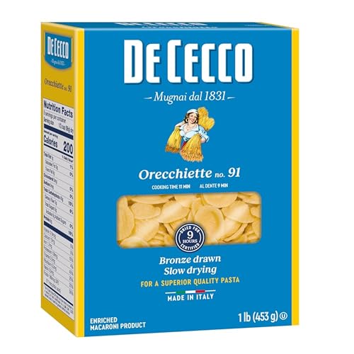 De Cecco Orecchiette No. 91 Pasta, 16 Oz, Authentic, Slow Dried, Made with Durum Wheat, Versatile Pasta for Sauces & Recipes, Made in Italy - Image 1