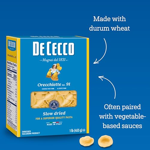 De Cecco Orecchiette No. 91 Pasta, 16 Oz, Authentic, Slow Dried, Made with Durum Wheat, Versatile Pasta for Sauces & Recipes, Made in Italy - Image 4