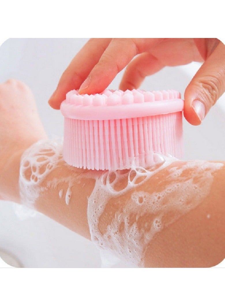 Newborn Baby Bathing Brush,Baby Silicone Bath Brush, Comfortable Skin Friendly Exfoliator, For Shampoo, Scrub, Massage, Descaler, Pink - Image 3