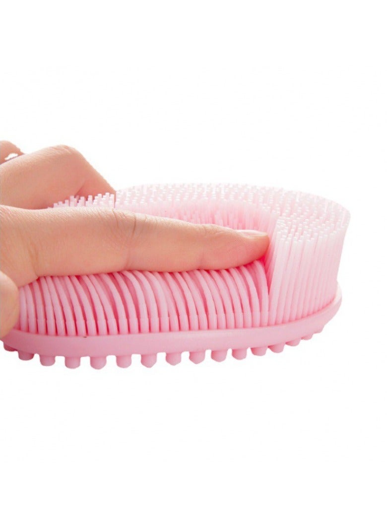 Newborn Baby Bathing Brush,Baby Silicone Bath Brush, Comfortable Skin Friendly Exfoliator, For Shampoo, Scrub, Massage, Descaler, Pink - Image 4