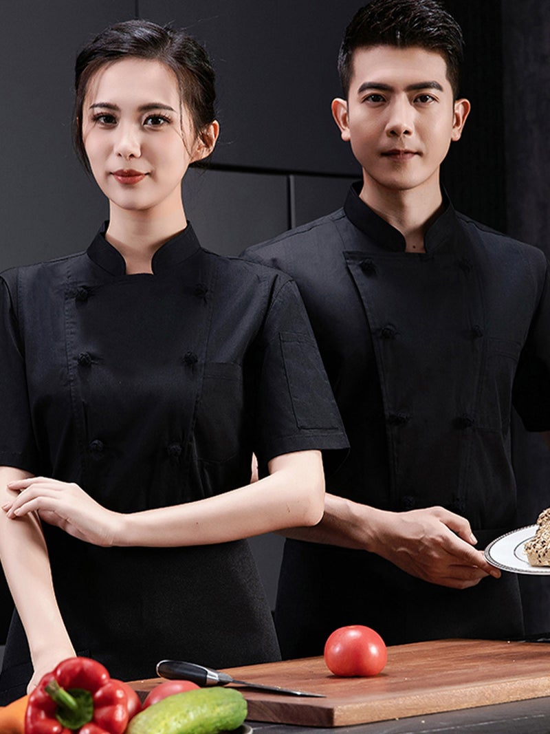 Pure Cotton Chef Work Clothes Sweat Absorbing Breathable Net El Short-Sleeved Dining Restaurant Kitchen Male Summer Baking Female Workers - Image 5