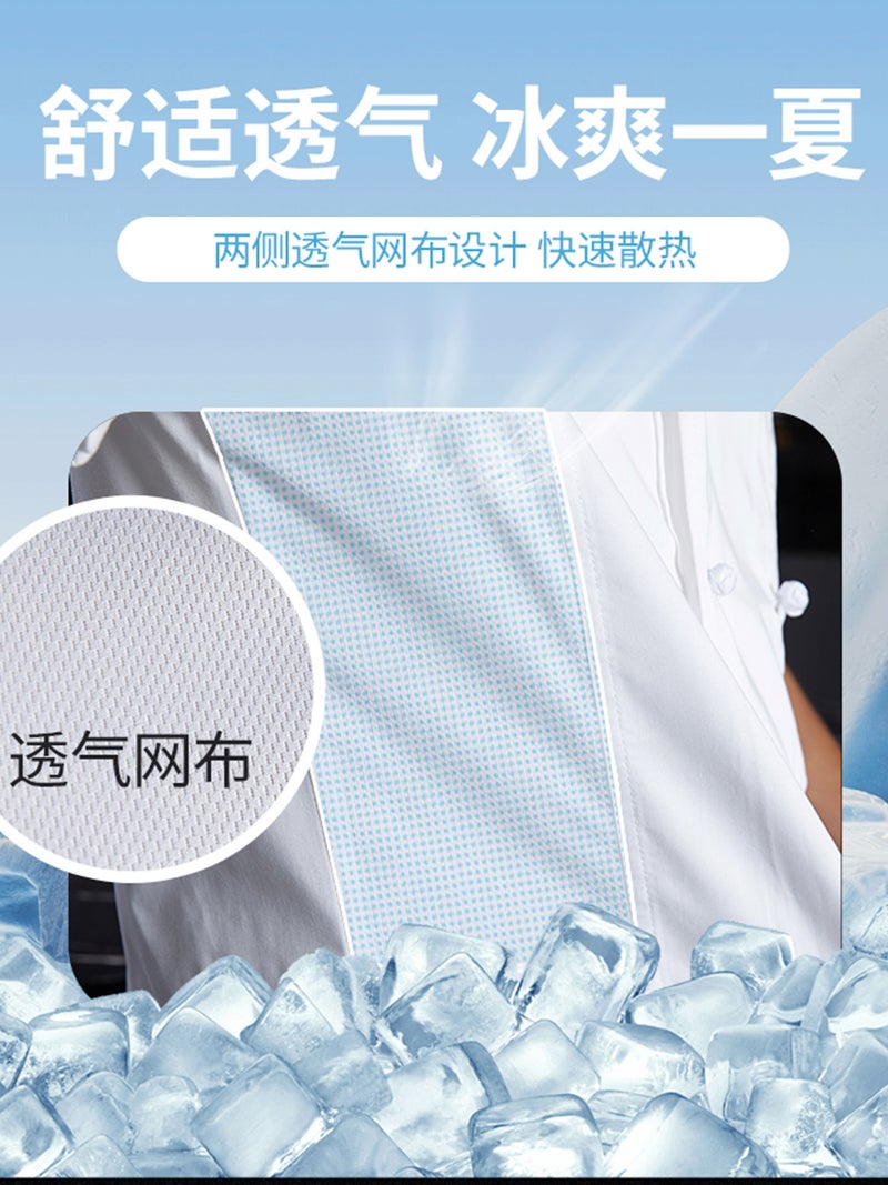 Pure Cotton Chef Work Clothes Sweat Absorbing Breathable Net El Short-Sleeved Dining Restaurant Kitchen Male Summer Baking Female Workers - Image 4
