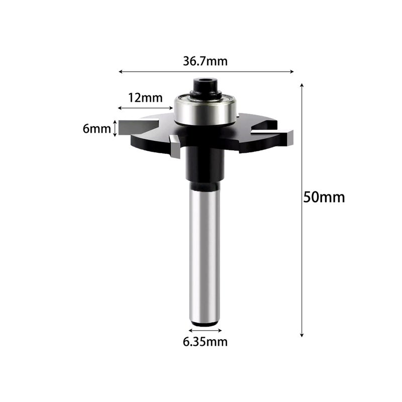 Ball-Type T-Shaped Router Bit for Slotting, Chamfering, and Corner Rounding in Woodworking, Four-Blade Cutting Tool - Image 1