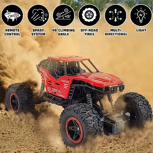 Wembley Remote Control Big Size Rock Crawler Car for Kids – Off-Road RC Monster Truck with Water Mist Smoke Effect, 2WD High Speed, 45° Climbing Toy Car – Red - Image 5