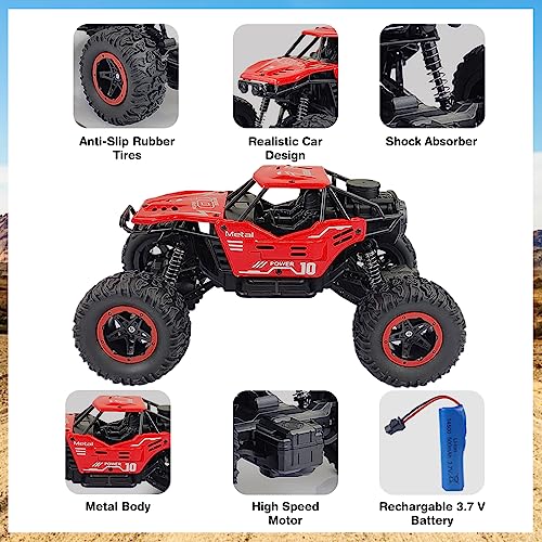 Wembley Remote Control Big Size Rock Crawler Car for Kids – Off-Road RC Monster Truck with Water Mist Smoke Effect, 2WD High Speed, 45° Climbing Toy Car – Red - Image 4