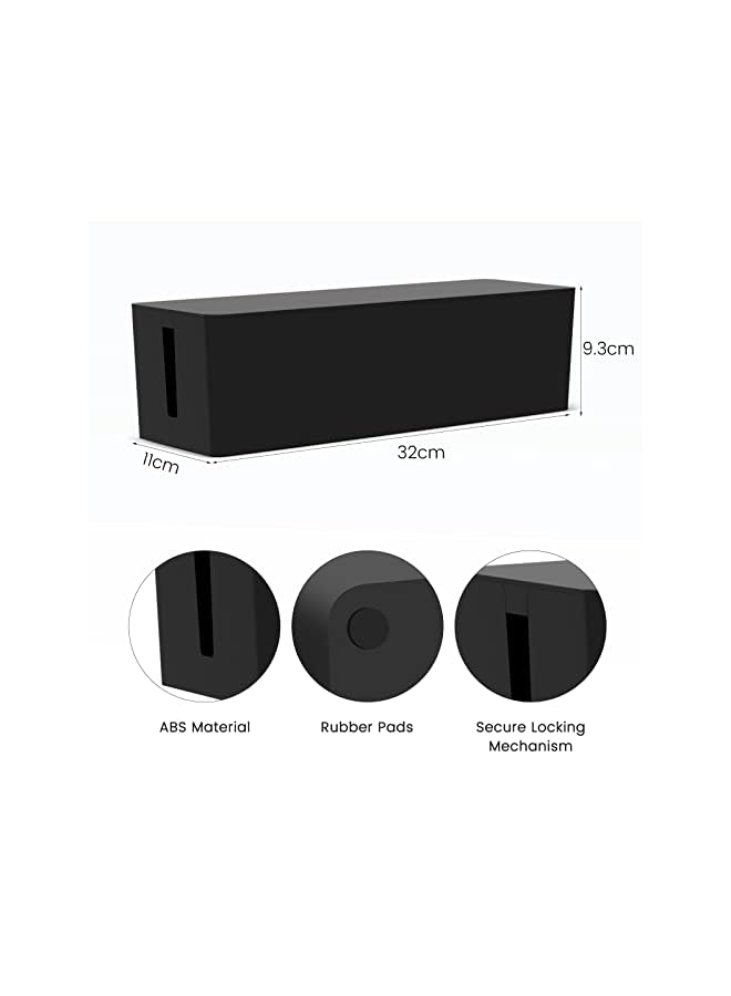 Orico Cable Box Cable Organizer Socket Organizer Cable Storage Storage Box Charging Station Fairing, Storage Box of The Socket Strip Cable, Size: 324 x 97 x 93 mm (Black) - Image 2