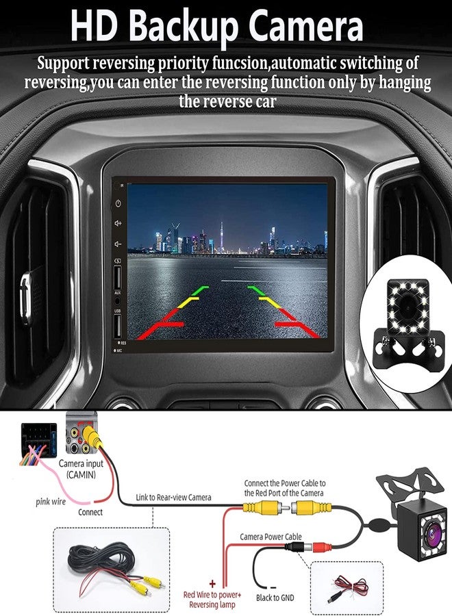 Leadfan Double Din Car Stereo with Wireless Apple CarPlay & Android Auto, 7inch Touchscreen Car Audio Receiver, Wireless Car Radio with Bluetooth, Backup Camera/Mirrorlink/FM/SWC/Subwoofer/2 USB/AUX Input - Image 4