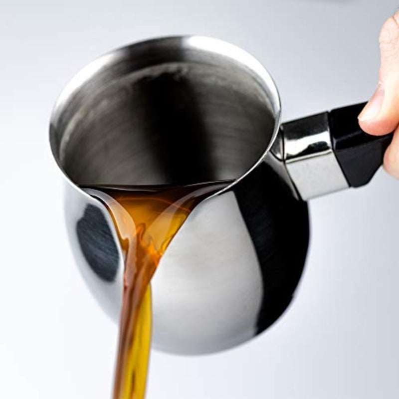 Café Olé Café Ole وعاء تركي من الفولاذ المقاوم للصدأ Cezve Ibrik طراز تقليدي لصنع القهوة على الموقد سعة 6 أونصة 170 مل - Image 5