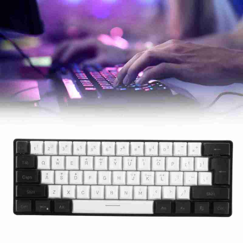 Gaming Keyboard: 61 Keys Compact Layout, Ergonomic Floating ABS Keycaps - RGB Backlit Wired USB Keyboard for PC Gamers, Typists, Travelers, Desktop and Laptop Use - Image 5