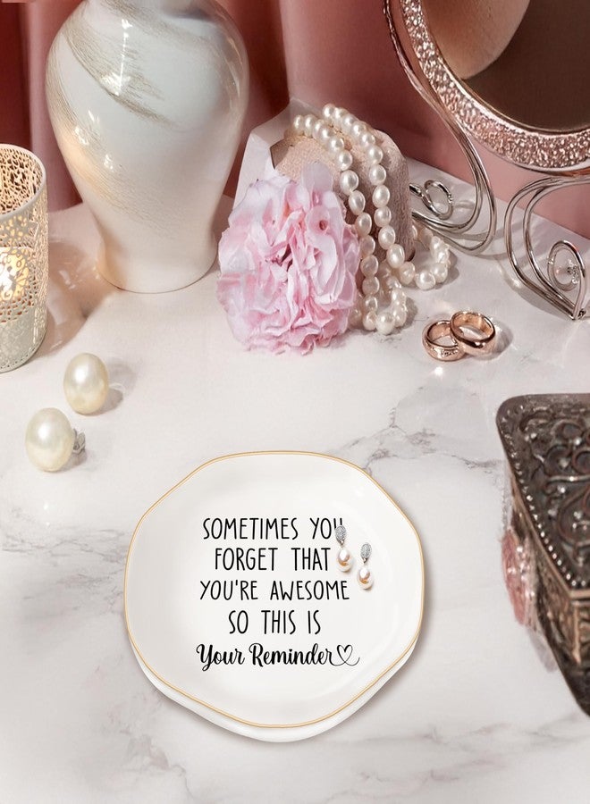 MQPPKJ Inspirational Ceramic Jewelry Tray for Women - You Are Awesome Ring Dish, Unique Gift for Mom, Wife, Friend, Coworker, Birthday, Mother's Day, Christmas, Retirement Gifts (You're Awesome) - Image 4