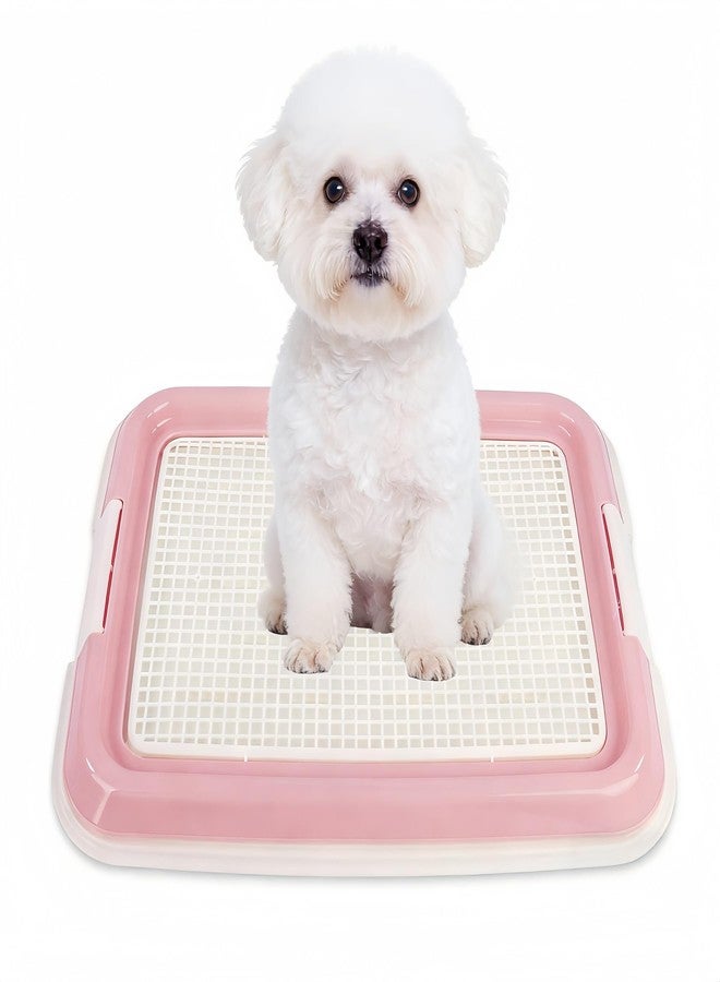 Dmnnlp Dog Potty Tray for Small Dogs, Puppy Potty Training Tray 19.7"x14.5" Indoor Dog Toilet, Leak-Proof Pet Pads Holder (Pink) - Image 1