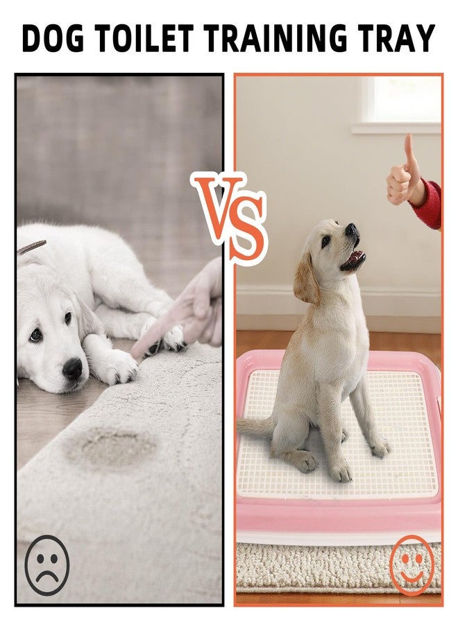 Dmnnlp Dog Potty Tray for Small Dogs, Puppy Potty Training Tray 19.7"x14.5" Indoor Dog Toilet, Leak-Proof Pet Pads Holder (Pink) - Image 4