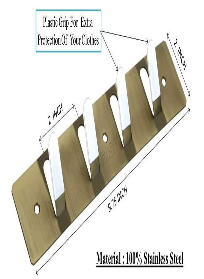 FAST CH14 Brass Antique Finish Stainless Steel Hook & Cloth Hooks for Door and Wall Mounted Hanger (4 Hooks Rack) - Image 2