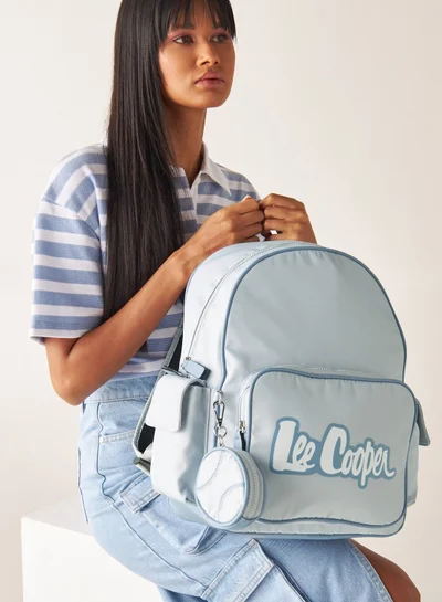 لي كوبر Logo Print Backpack with Adjustable Straps and Coin Pouch