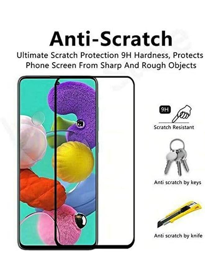 إيه إم إس متوافق مع واقي الشاشة لهاتف سامسونج جالاكسي A51، غطاء شاشة كامل من الزجاج المقسى، صديق للكسر، خالٍ من الفقاعات، أسود - Image 4