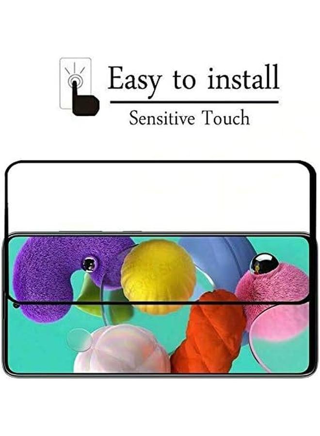 إيه إم إس متوافق مع واقي الشاشة لهاتف سامسونج جالاكسي A51، غطاء شاشة كامل من الزجاج المقسى، صديق للكسر، خالٍ من الفقاعات، أسود - Image 5