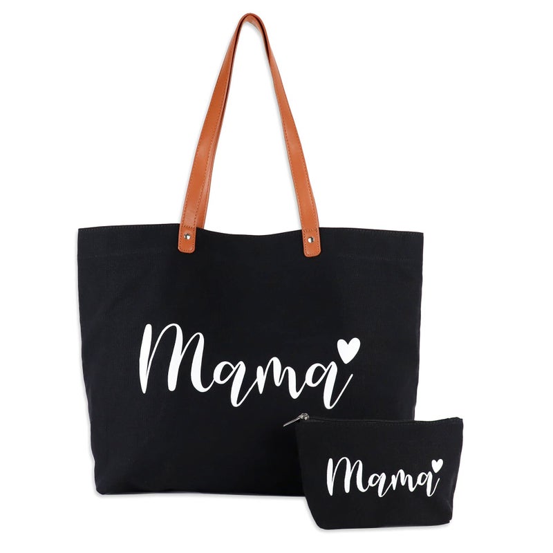 Lamyba New Mom Gifts Mama Bag Tote for Hospital or Baby Shower Pregnancy Must Haves Mom to Be Gift Black