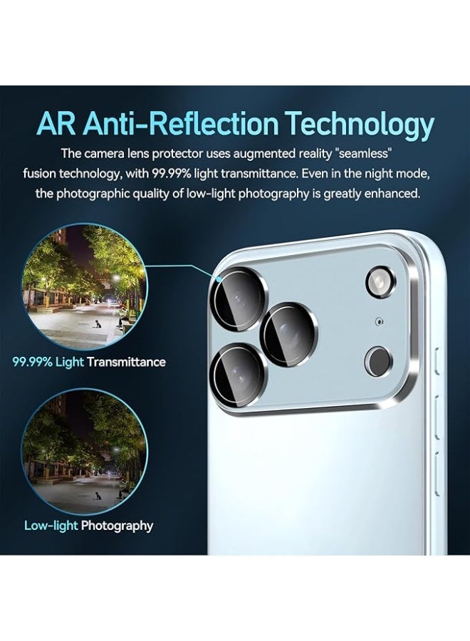 حماية عدسة الكاميرا من الزجاج المقسى لجهاز آيفون 17 برو، دقة عالية جداً، صلابة 9H، مقاوم للخدوش، متوافق مع الكيس، سهل التركيب [لا يؤثر على الصور الليلية] - Image 4