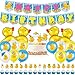 Leitee 57 Pcs Blue Duck Birthday Decorations Balloons Party Happy Birthday Banner Cake Topper Cupcake Toppers Rubber Duck Decor for Birthdays Party Supplies - Image 3