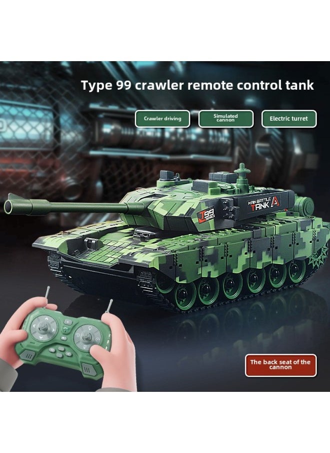Generic - Remote Control Tank Cannon Charging Battle Tank Toy Remote Control Car Off-road Tracked Armor Model Wholesale-Colour:9-way Tiger  Remote Control Turret Rotation + Sound And Light Sound Effects-Specification: - Image 1