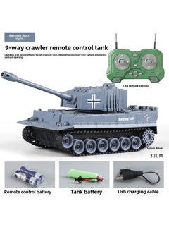 Remote Control Tank Cannon Charging Battle Tank Toy Remote Control Car Off-road Tracked Armor Model Wholesale-Colour:9-way Tiger  Remote Control Turret Rotation + Sound And Light Sound Effects-Specification: