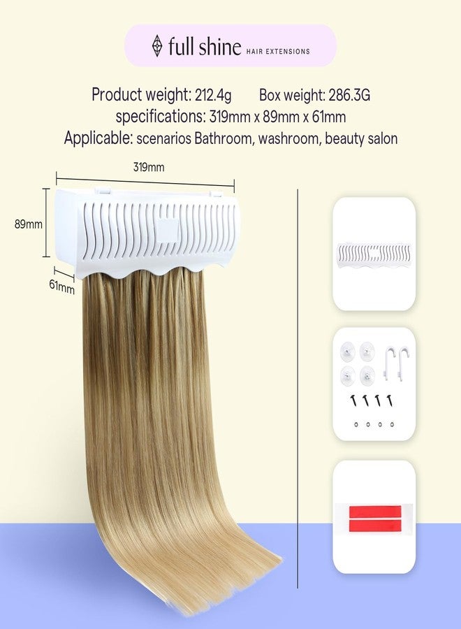 Full Shine Hair Extension Holder Stand Hanger for Styling Washing Tool Blow Drying Coloring and Storage Strong Clamp Tool for Weft Clip in Hair Extensions, With 2 Suction Cups and Tool, Color White - Image 2