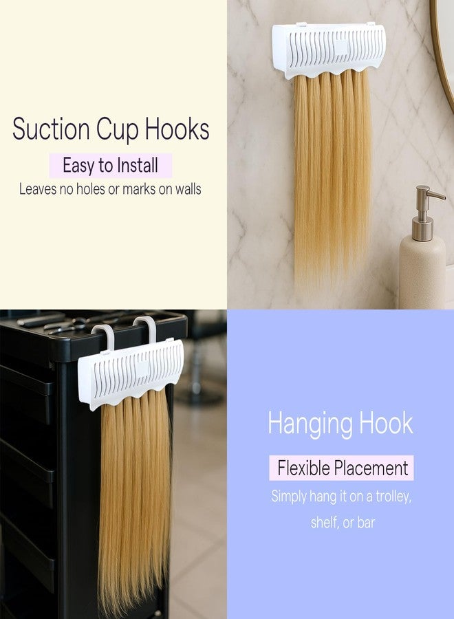 Full Shine Hair Extension Holder Stand Hanger for Styling Washing Tool Blow Drying Coloring and Storage Strong Clamp Tool for Weft Clip in Hair Extensions, With 2 Suction Cups and Tool, Color White - Image 4
