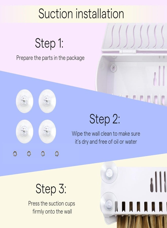 Full Shine Hair Extension Holder Stand Hanger for Styling Washing Tool Blow Drying Coloring and Storage Strong Clamp Tool for Weft Clip in Hair Extensions, With 2 Suction Cups and Tool, Color White - Image 5