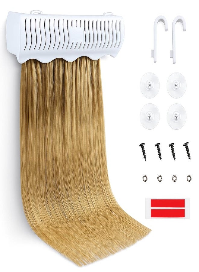 Full Shine Hair Extension Holder Stand Hanger for Styling Washing Tool Blow Drying Coloring and Storage Strong Clamp Tool for Weft Clip in Hair Extensions, With 2 Suction Cups and Tool, Color White - Image 1