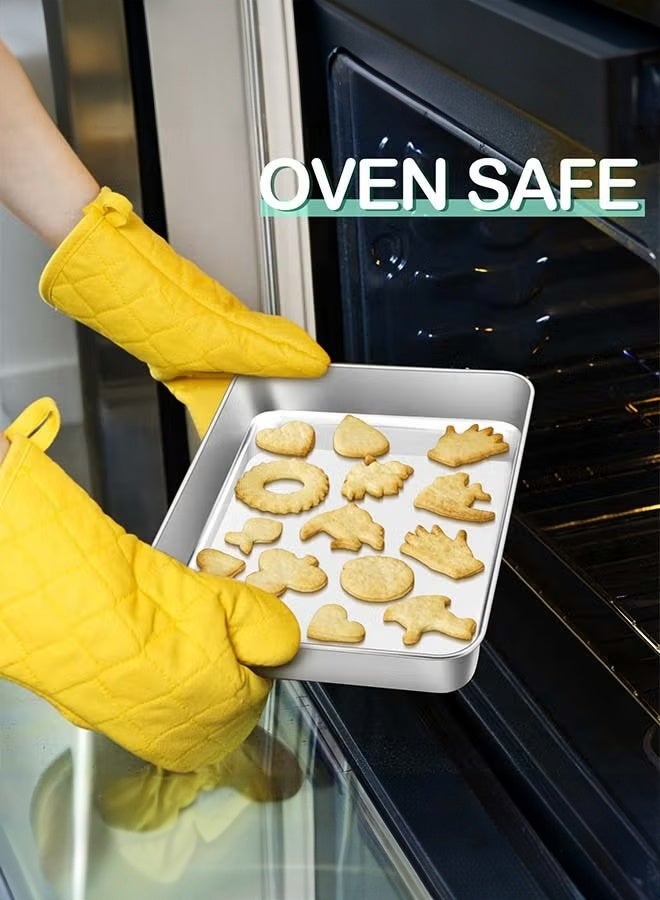 والالا مجموعة صواني خبز احترافية من الفولاذ المقاوم للصدأ - صواني مستطيلة عميقة من قطعتين 25 × 20 × 5 سم، مثالية لللازانيا والكعك والبيتزا، آمنة للاستخدام في غسالة الأطباق وسطح مصقول - Image 3