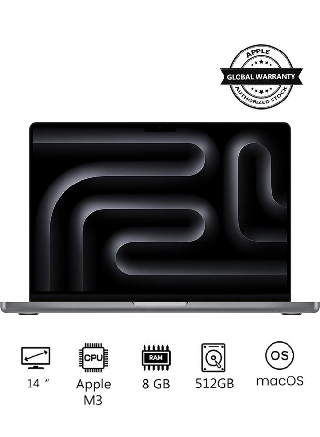 ابل  أحدث شريحة كمبيوتر محمول MacBook Pro MTL73 M3 لعام 2023 مع وحدة معالجة مركزية 8 نواة، ووحدة معالجة رسومات 10 نواة: شاشة Liquid Retina XDR مقاس 14.2 بوصة، وذاكرة موحدة سعة 8 جيجابايت، وتخزين SSD بسعة 512 جيجابايت، وتعمل مع iPhone/iPad - Image 1