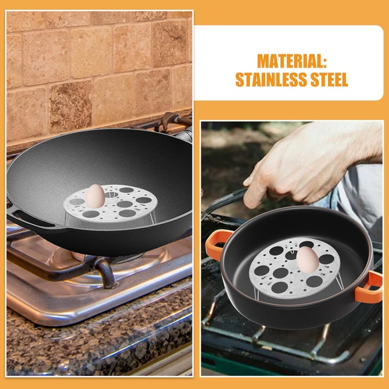 2pcs 9-hole Stainless Steel Egg Steamer Rack, Multi-use round Metal Steaming Rack with Feet for Kitchen Egg Cooking and Steaming - Image 3