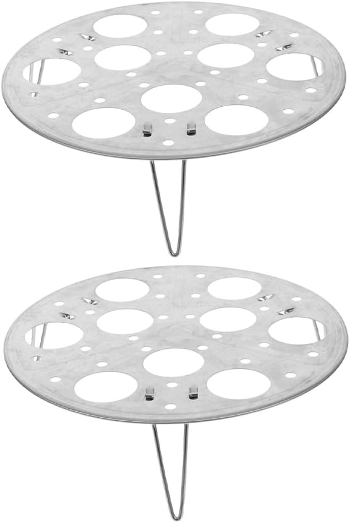 2pcs 9-hole Stainless Steel Egg Steamer Rack, Multi-use round Metal Steaming Rack with Feet for Kitchen Egg Cooking and Steaming - Image 1