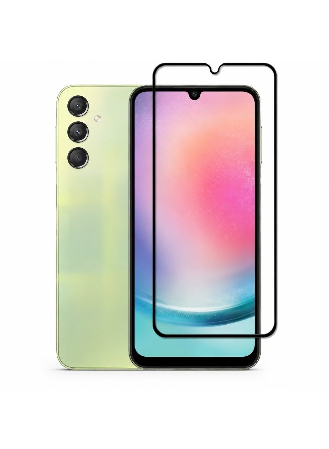DEER (Ghazala Shield) Full Coverage Tempered Glass Screen Protector with Black Frame Compatible with Samsung Galaxy A24 - Image 1