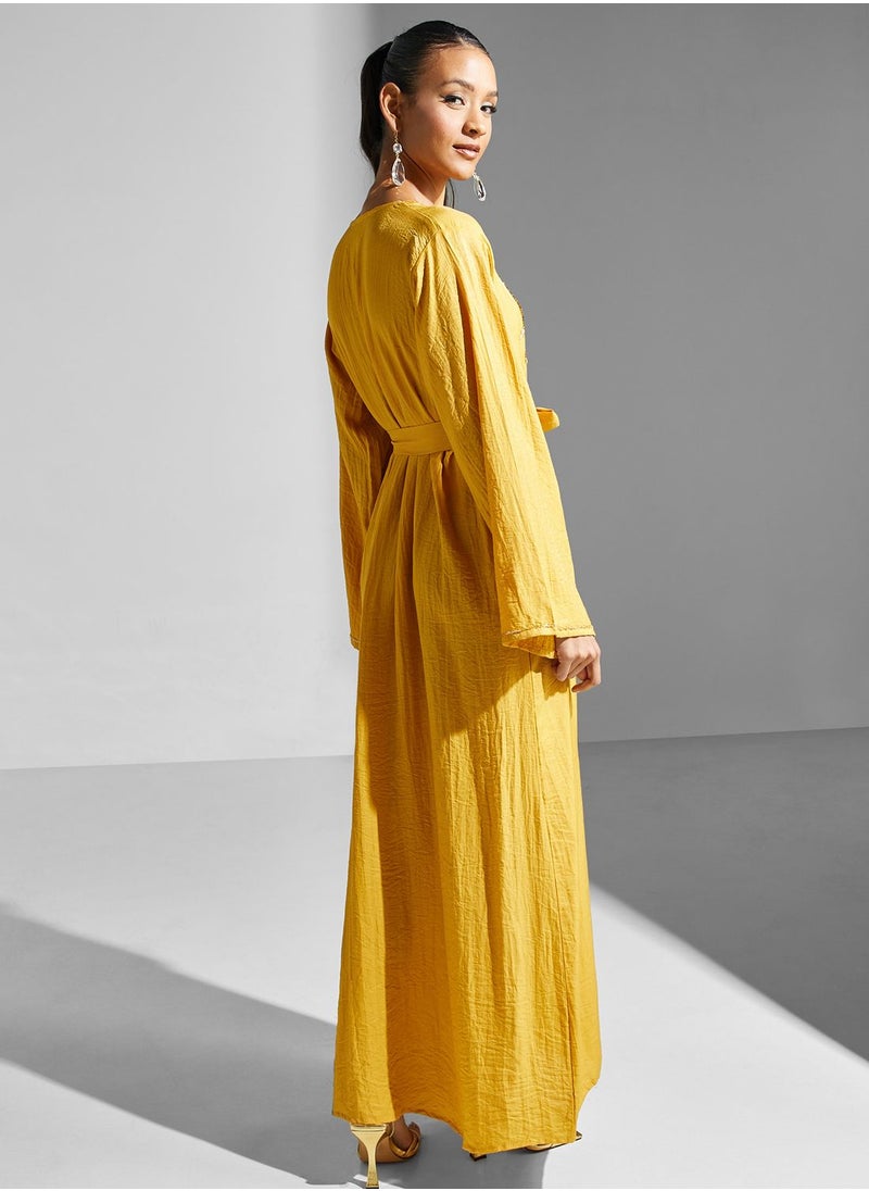 hayas closet - Embellished Belted Jalabiya - Image 1