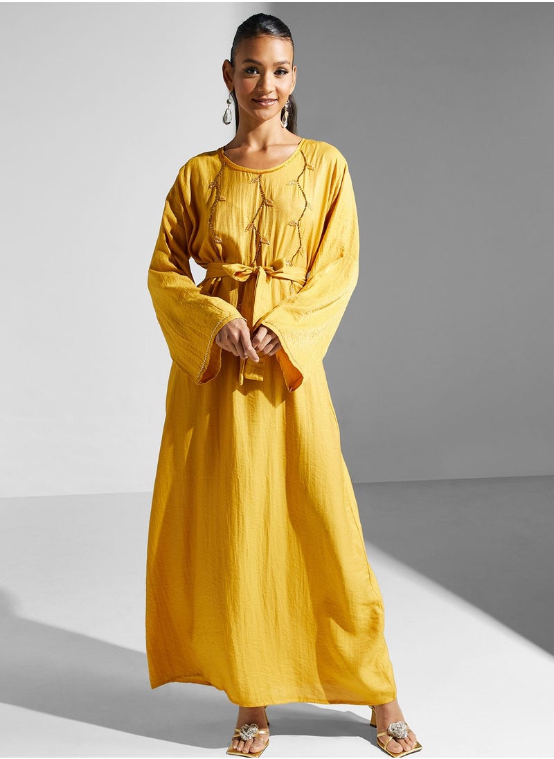 hayas closet - Embellished Belted Jalabiya - Image 1