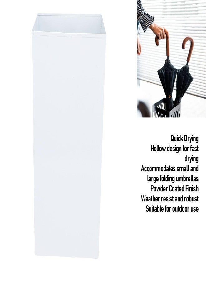NOENNULL Umbrella Stand, Umbrella Holder for Entryway, Metal Square Umbrella Rack Organizer Freestanding, for Canes Walking Sticks (White) - Image 3