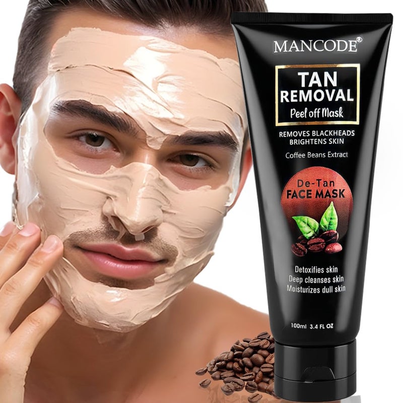 MAN CODE Mancode DeTan Removal Peel off Face Mask for Men and Women 100ml Deep Cleansing Exfoliator Defeat Blackheads Whiteheads Glowing White Brighten Skin  - Image 1