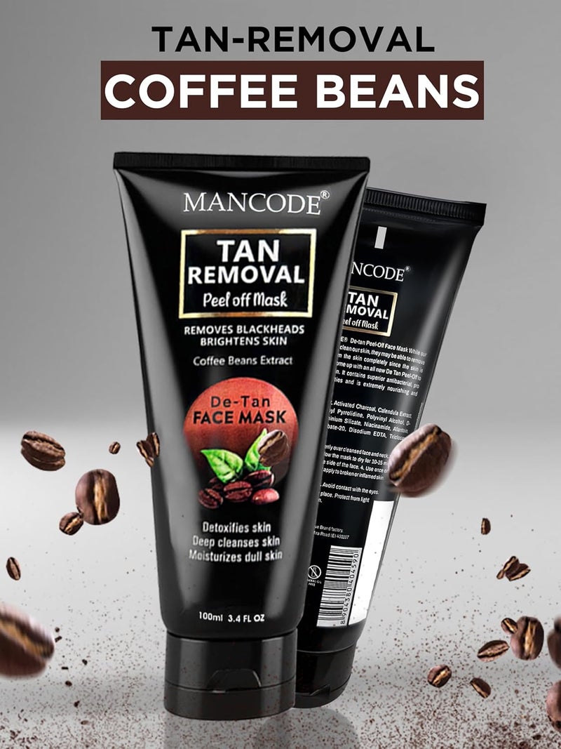 MAN CODE Mancode DeTan Removal Peel off Face Mask for Men and Women 100ml Deep Cleansing Exfoliator Defeat Blackheads Whiteheads Glowing White Brighten Skin  - Image 4