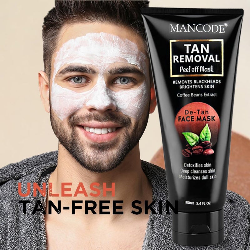 MAN CODE Mancode DeTan Removal Peel off Face Mask for Men and Women 100ml Deep Cleansing Exfoliator Defeat Blackheads Whiteheads Glowing White Brighten Skin  - Image 3