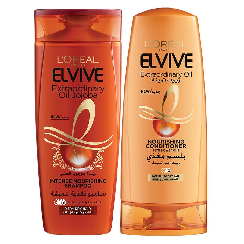 L'oreal Elvive Oil Shampoo Dry Hair 400ml + Conditioner 400ml Dry Hair - Image 1