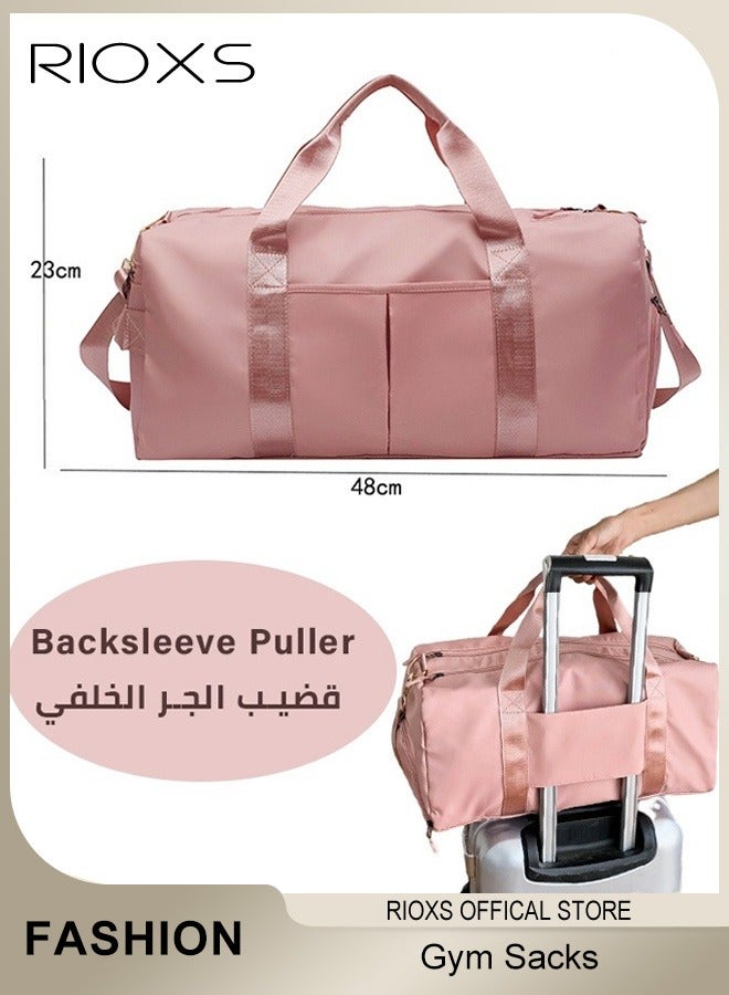 RIOXS Women's Gym Sacks, Large Capacity Wet/Dry Separation with Shoe Compartment Crossbody Bag, Short Trip Yoga Fitness Bag with Handle, Waterproof, Durable, Breathable Multifunctional Backpack, Pink - Image 3