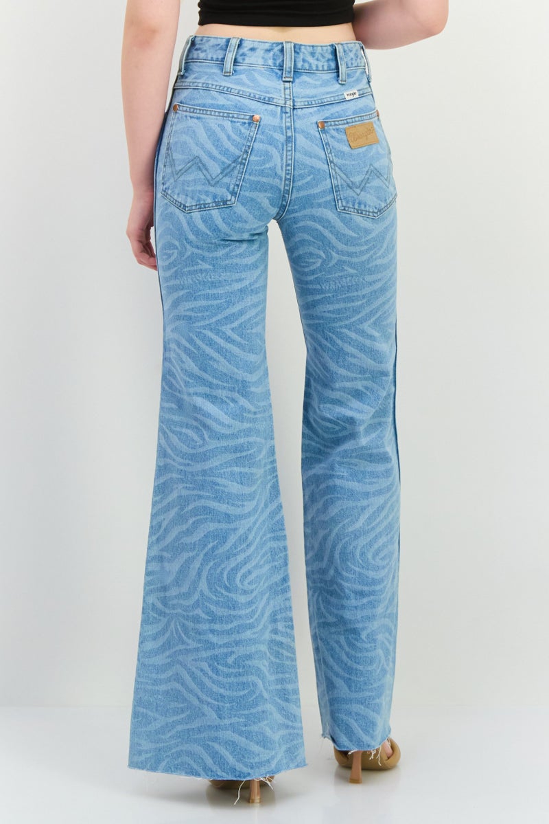 Wrangler Women Regular Fit Mid Rise Wide Leg No Stretch Jeans, Light Blue - Image 3